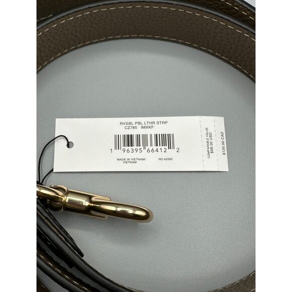 Coach CZ785 Reversible Replacement Strap Black Dark Stone Pebbled Leather NWT - Picture 5 of 13